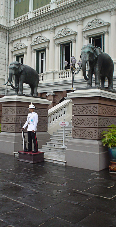 White guard in front of the palace.