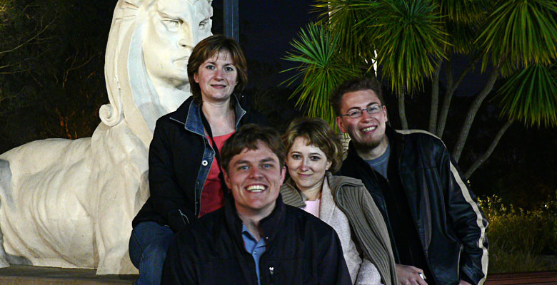 Group picture at night