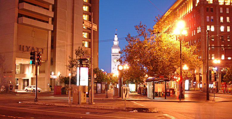 View downtown in the night