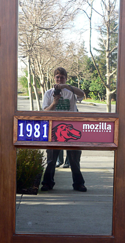 Daniel took a picture of himself in front of the Mozilla Corp.