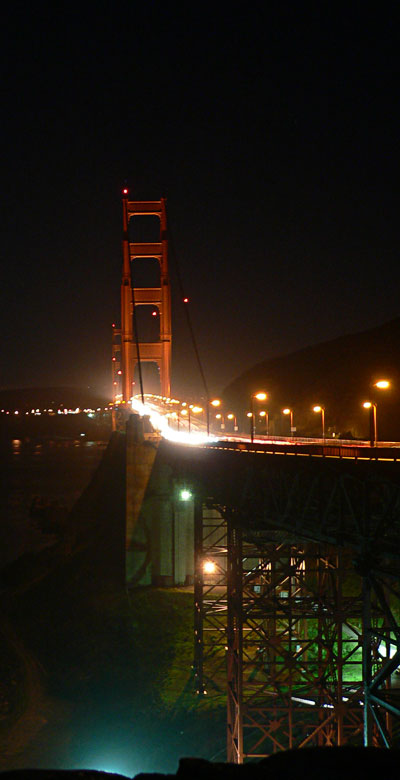 Golden Gate Bridge at night from Vista Point