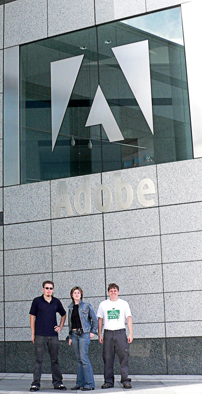 Tim, Zhanna and Daniel in front of Adobe, north side