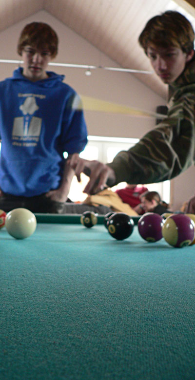 Two boys plain' pool.