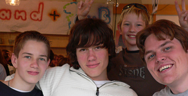 Daniel, Bastian in the back, Michi, and his brother