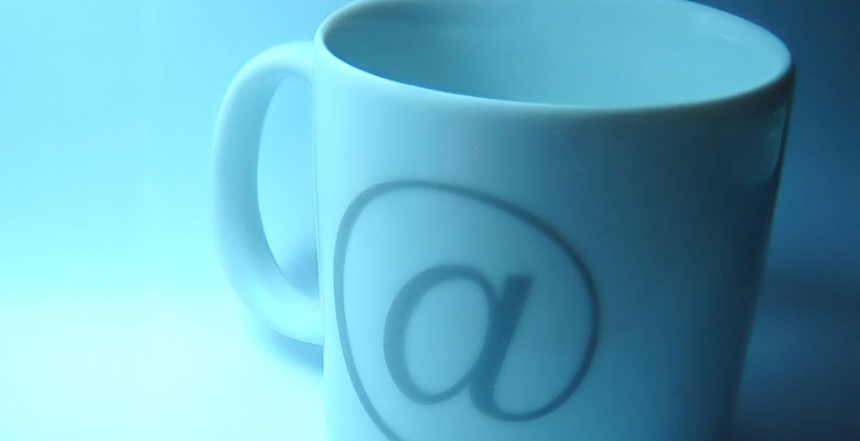 A mug with the at sign on it
